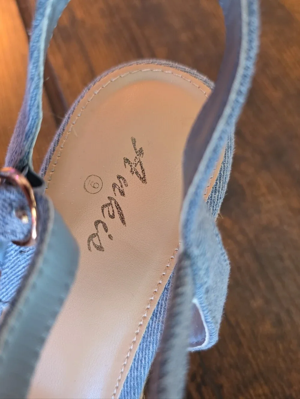 Ankis Blue Denim Espadrille Wedge Sandals Size 9 Ankle Strap Summer
